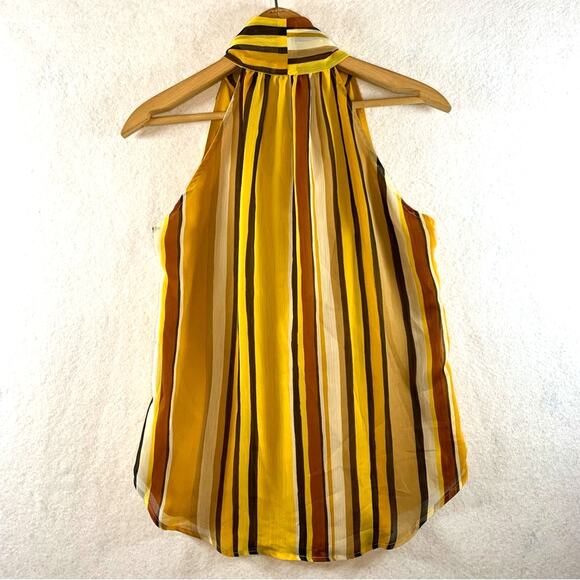 NY & Co. Womens Chiffon Halter Top Sz S Retro Striped Neck Tie Secretary Office - Picture 5 of 12
